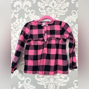 10/$25 • Carters Pink & Black Plaid Button Detail Top